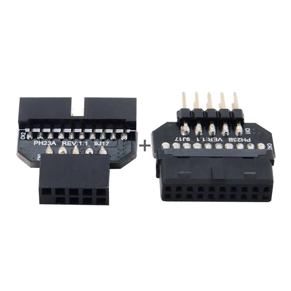 1 Juego de carcasa Reversible USB 2,0 de 9 pines a placa base USB 3,0 adaptador hembra de cabezal de 20 pines - imagen 3