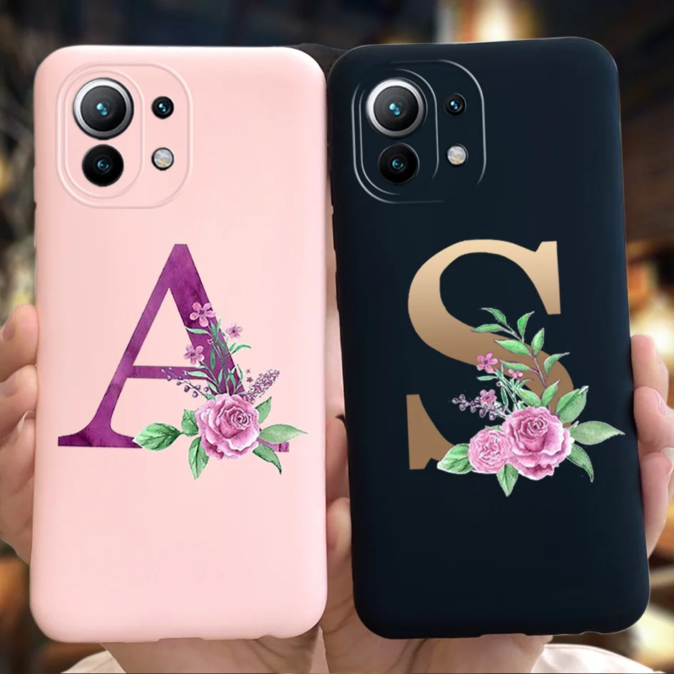 Funda de silicona con letras del alfabeto para Xiaomi Mi 11 Lite, carcasa suave de TPU delgada para Xiaomi Mi 11 Pro 11Pro Mi11 Lite 5G, parachoques