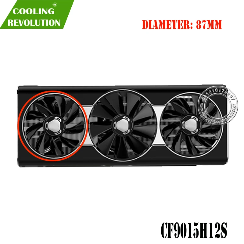 Ventilador de tarjeta gráfica CF9015H12S CF1015H12S DC12V para XFX Radeon RX 5700 XT THICC III Ultra RX57XT8TBD8 - imagen 3