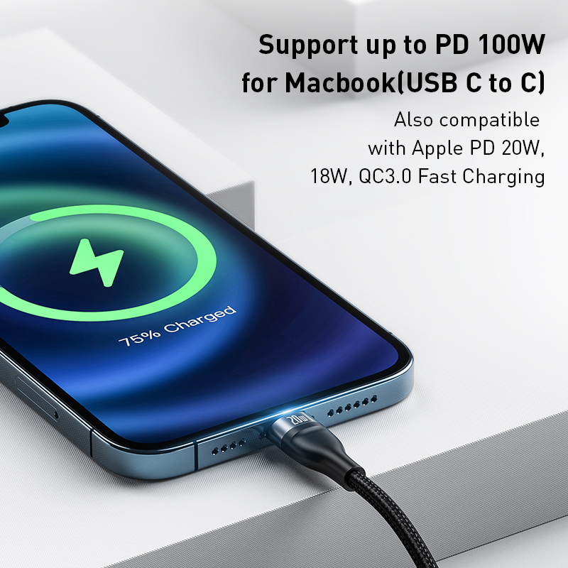 Cable Baseus 3 en 1 USB-C Lightning Micro USB Carga Rápida 100W - imagen 2