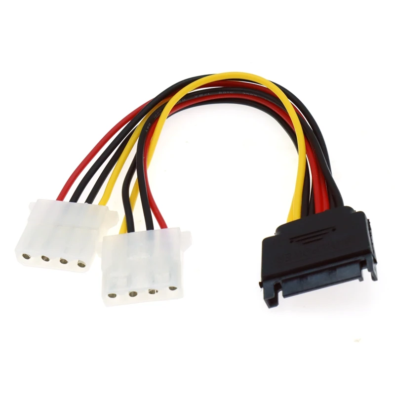 Cable de extensión de alimentación SATA 15 pines macho a Molex IDE Dual Big 4pin hembra Cable adaptador para disco duro HDD 20cm - imagen 4