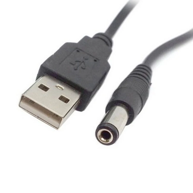 USB A TIPO MACHO A 5.5 Conector de alimentación CC de 2,1 mm Conector de barril de 5,5 2,1 mm Cable de 5 V 80 cm - imagen 3