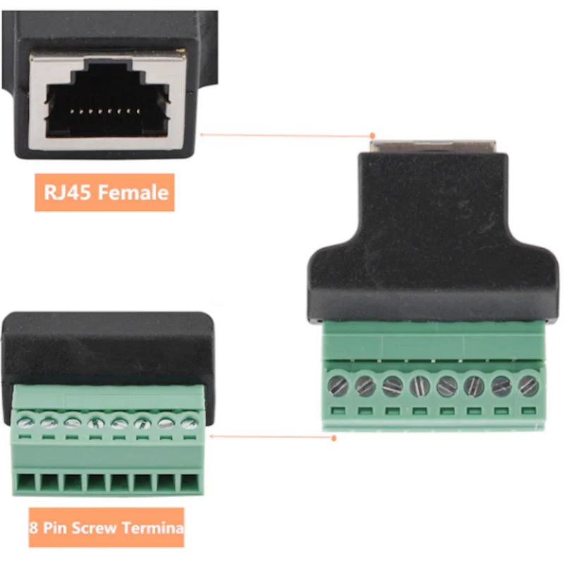 Adaptador RJ45 - Detalle de terminales de tornillo