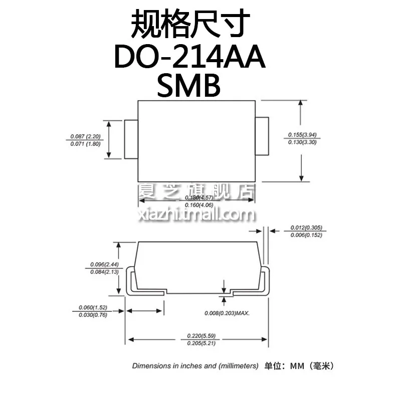 50 Uds SS310 SS510 SMD diodo Schottky SR3100 SR5100 paquete SMB DO-214AA 3V/100V 5A/100V - imagen 2