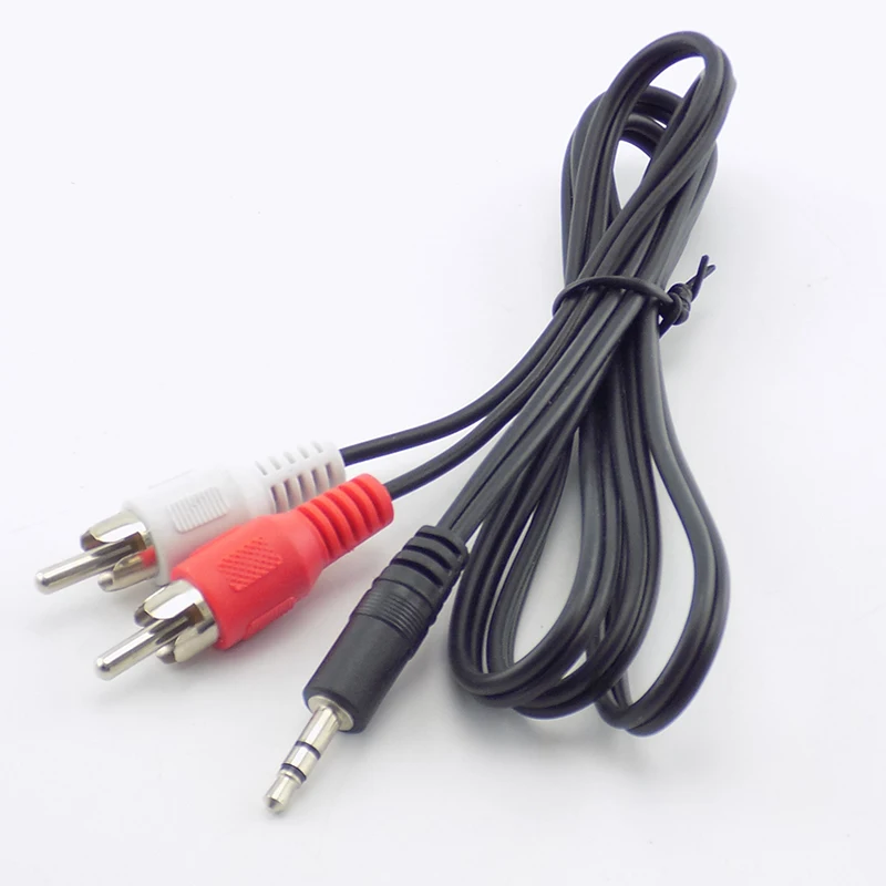 Cable de extensión de Audio estéreo para ordenador portátil, cable adaptador AV de 1M y 3,5mm macho a 2 conectores RCA para altavoz, TV, DVD, MP3/MP4 - imagen 2