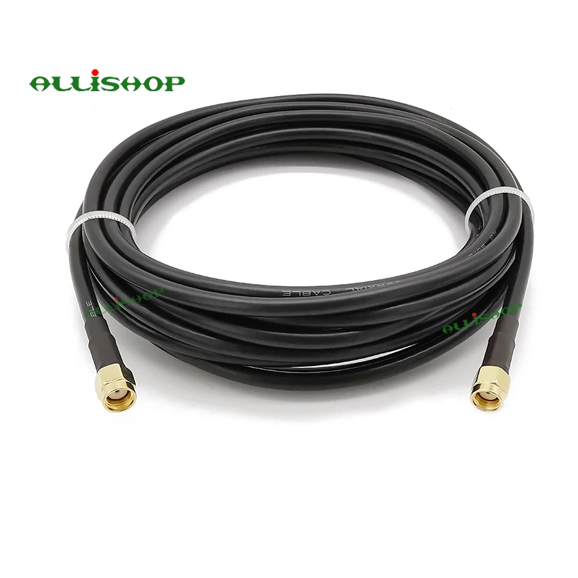 RP SMA macho a RP SMA macho antena Wifi conector coaxial 50ohm RG58 Cable conector SMA de enchufe 1M 3M 5M 8M 10M 12M 15M - imagen 4