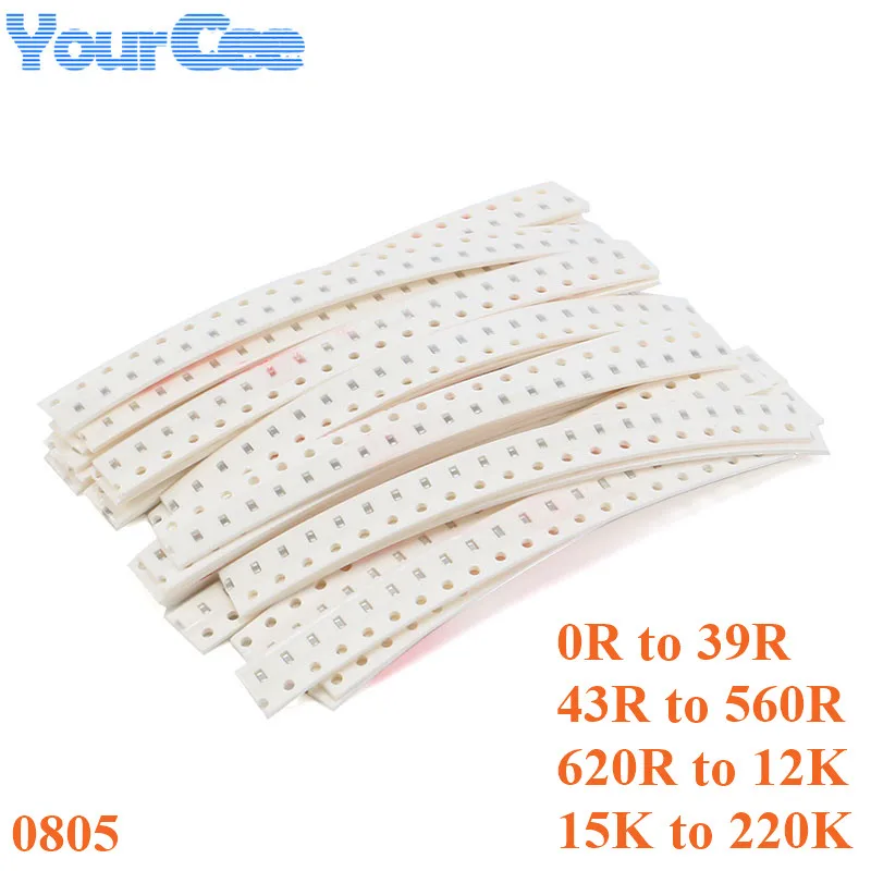 420-500 Uds 0805 5% Kit de resistencia SMD 0-39R 43-560R 620-12K 15K-220K 240K-5,1 M ohm DIY surtido de componentes electrónicos Resistancce - imagen 2