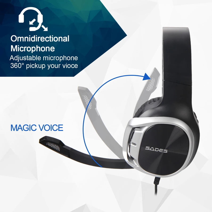 SADES R17-auriculares para juegos de ordenador, cascos por encima de la oreja con cable de 3,5mm, graves Surround, con micrófono para PS4, Xbox one, ordenador portátil, PC, Mac y teléfono - imagen 5