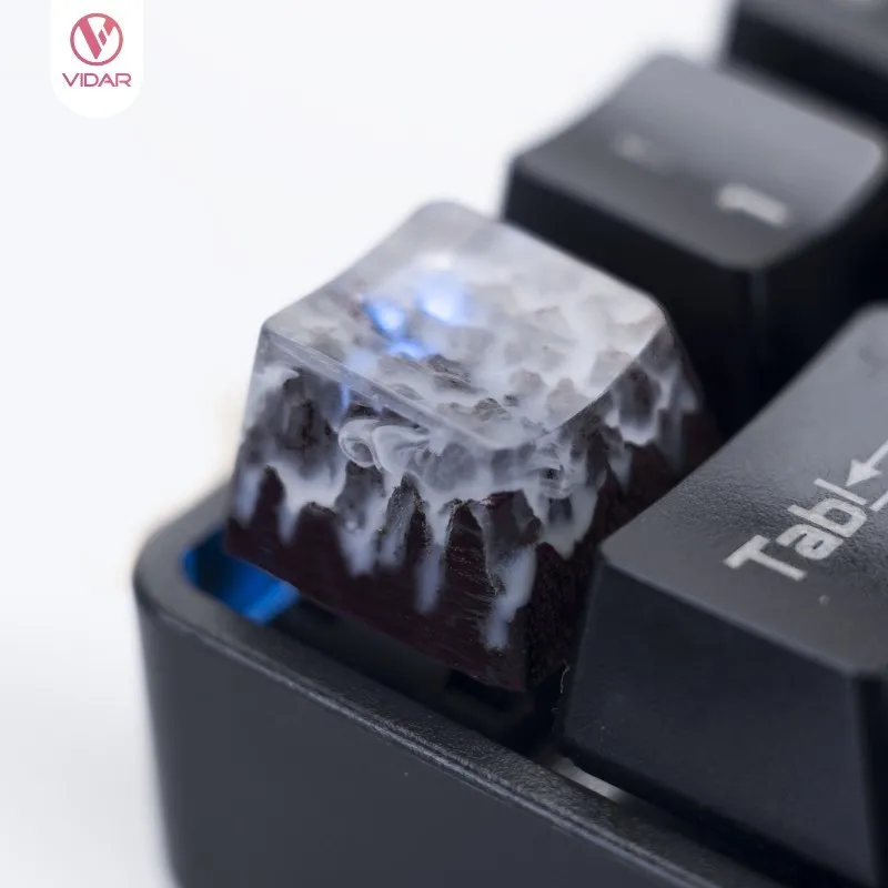 Tapa de llave de ébano de resina hecha a mano personalizada, Teclado mecánico, resina retroiluminada mezclada con tapa de tecla de madera maciza, altura OEM R4, 1 ud. - imagen 2