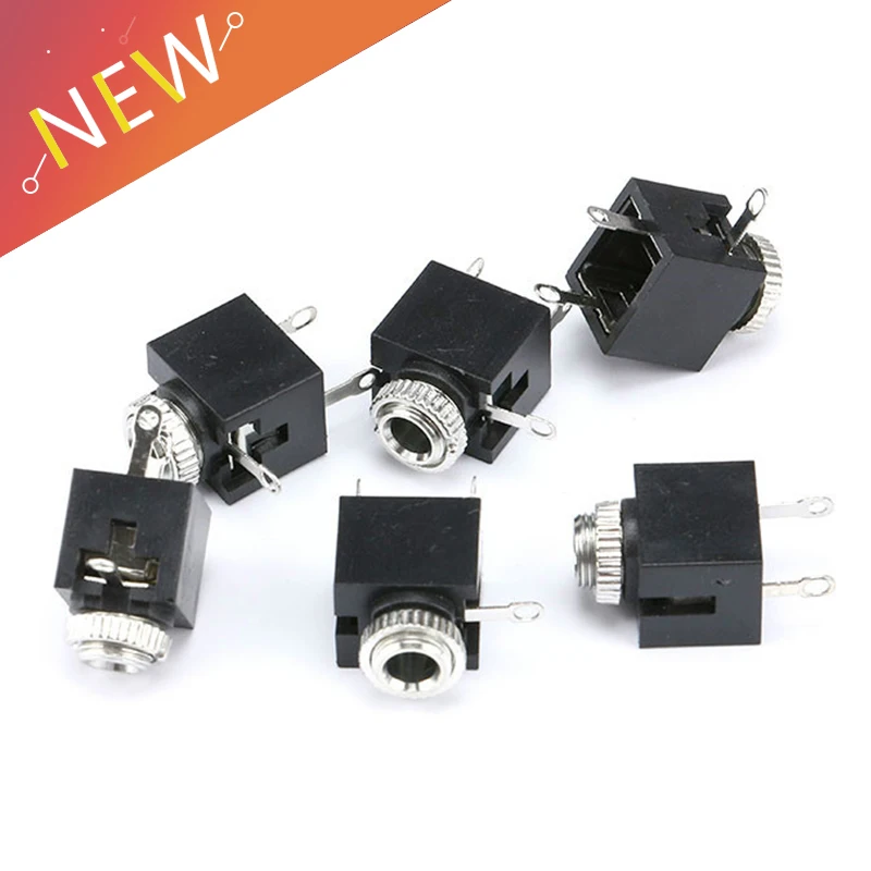 Conector de Audio estéreo, 10 piezas, 3,5mm, PCB con tuerca/301M, ESTÉREO