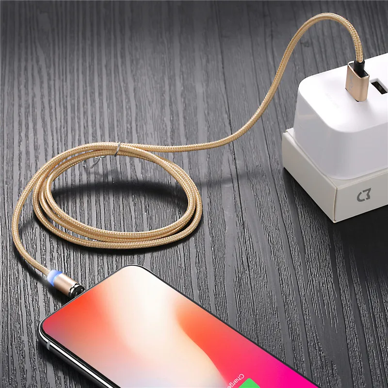 USLION Cable Magnético Micro USB Tipo C Adaptador Carga Rápida Cargador Magnético Iphone 7 Samsung S10 S9 Plus Xiaomi - imagen 4