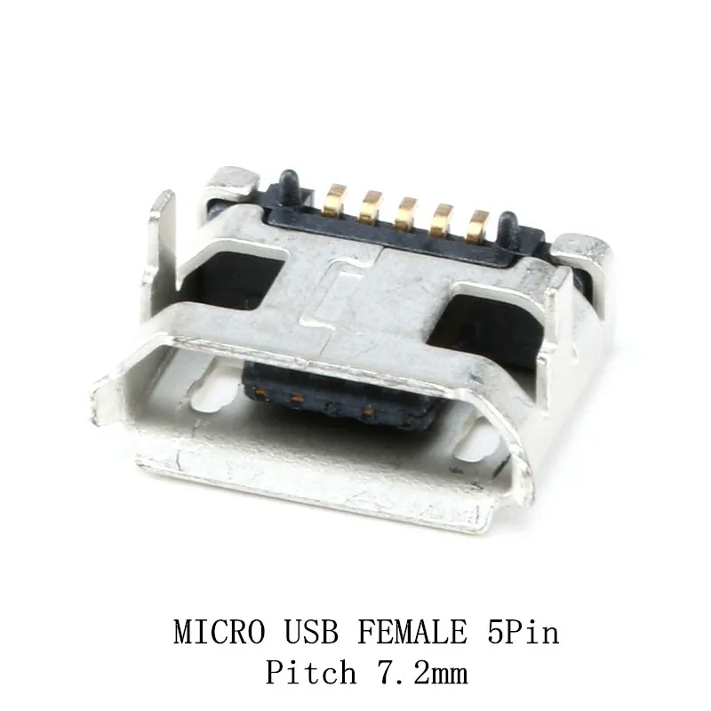 Conector Micro USB 5P 20 piezas, Conector Micro USB de 5 pines, hembra SMD DIP de paso 7,2mm - imagen 4