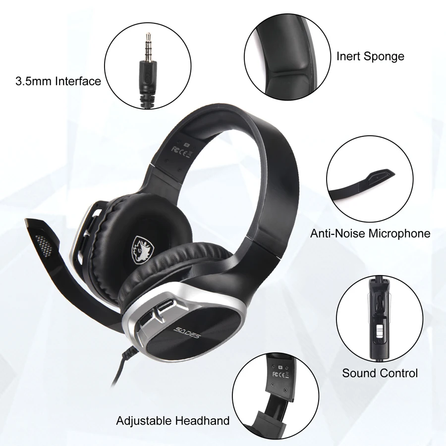 SADES R17-auriculares para juegos de ordenador, cascos por encima de la oreja con cable de 3,5mm, graves Surround, con micrófono para PS4, Xbox one, ordenador portátil, PC, Mac y teléfono - imagen 4