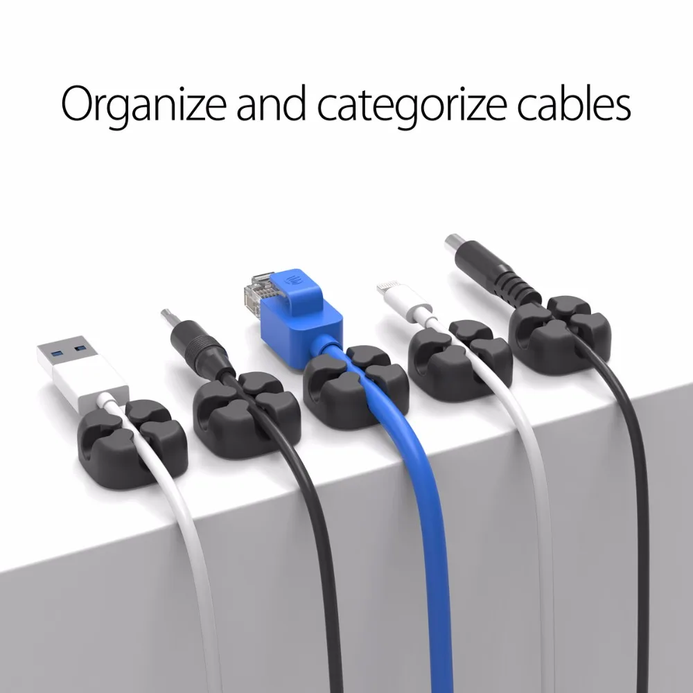 VAORLO-Enrollador de cables USB, organizador de cables de silicona Flexible, Clips de gestión, soporte de cables de silicona para auriculares y auriculares - imagen 2