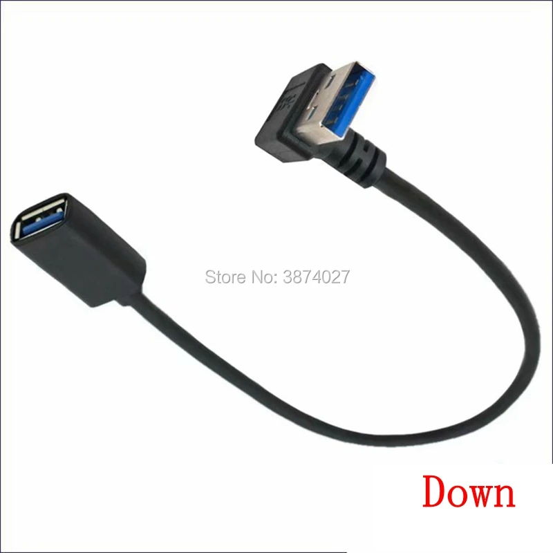 Extensión de Cable macho a hembra USB 3,0 de alta velocidad, 90 grados, arriba, abajo, derecha e izquierda, 30CM - imagen 2