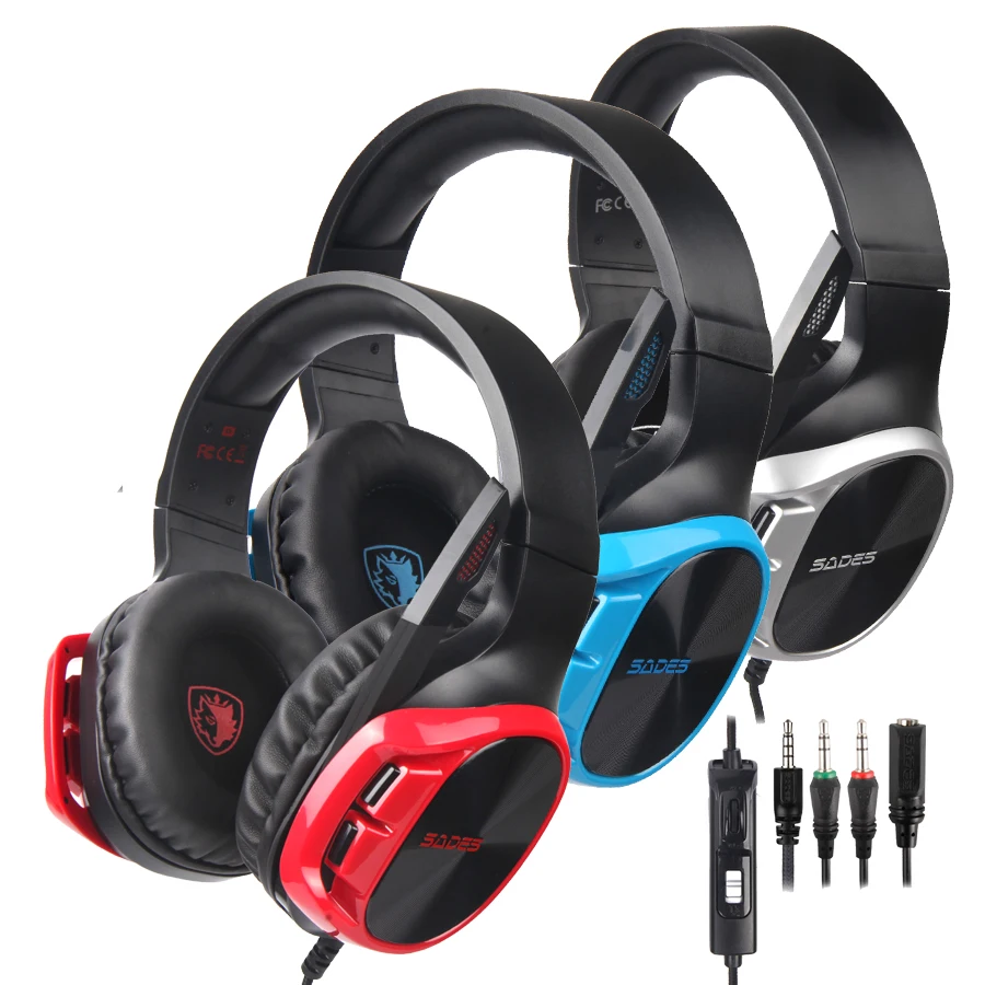 SADES R17-auriculares para juegos de ordenador, cascos por encima de la oreja con cable de 3,5mm, graves Surround, con micrófono para PS4, Xbox one, ordenador portátil, PC, Mac y teléfono