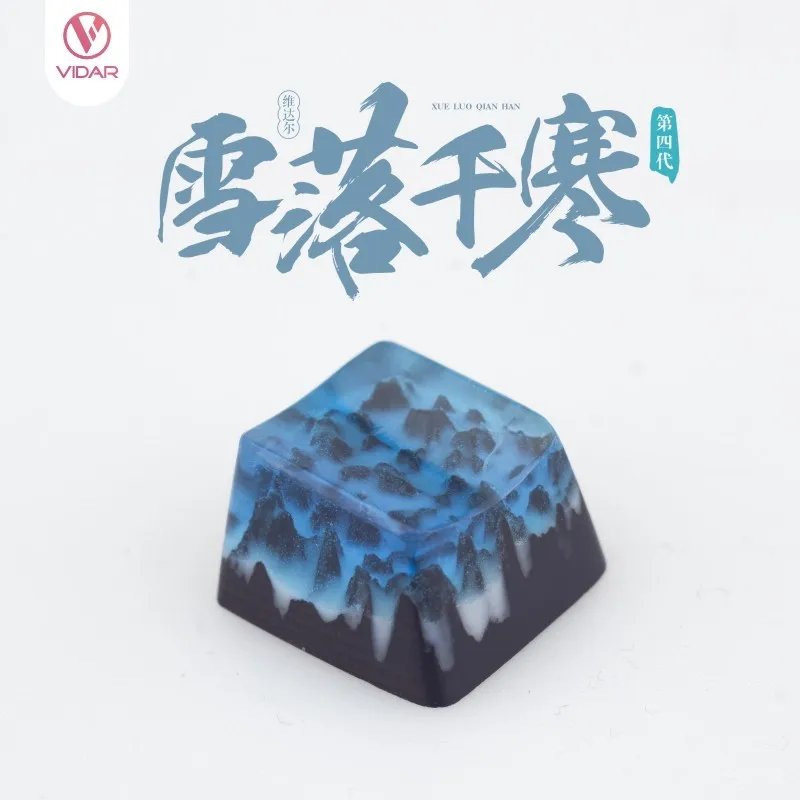 Tapa de llave de ébano de resina hecha a mano personalizada, Teclado mecánico, resina retroiluminada mezclada con tapa de tecla de madera maciza, altura OEM R4, 1 ud. - imagen 3