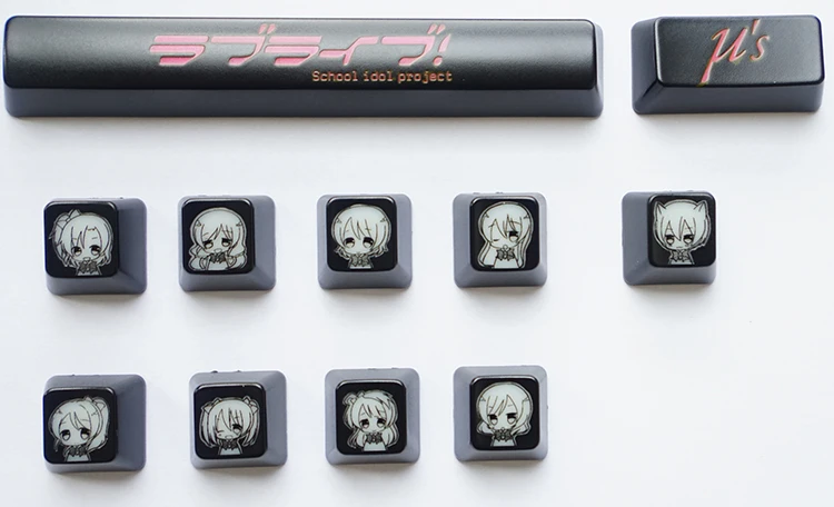 Juego de 9 teclas, tapa de tecla transparente personalizada, personalidad de EE. UU., tema de dibujos animados de Anime, tapa de tecla de teclado mecánico para Lovelive - imagen 5