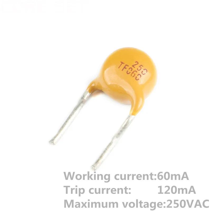 Fusible reiniciable, 10 piezas, 250V, 0.06A, 60mA, PPTC, paso de TRF250-060, 5mm - imagen 2