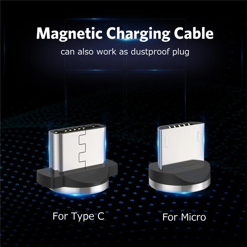 USLION Cable Magnético Micro USB Tipo C Adaptador Carga Rápida Cargador Magnético Iphone 7 Samsung S10 S9 Plus Xiaomi - imagen 3