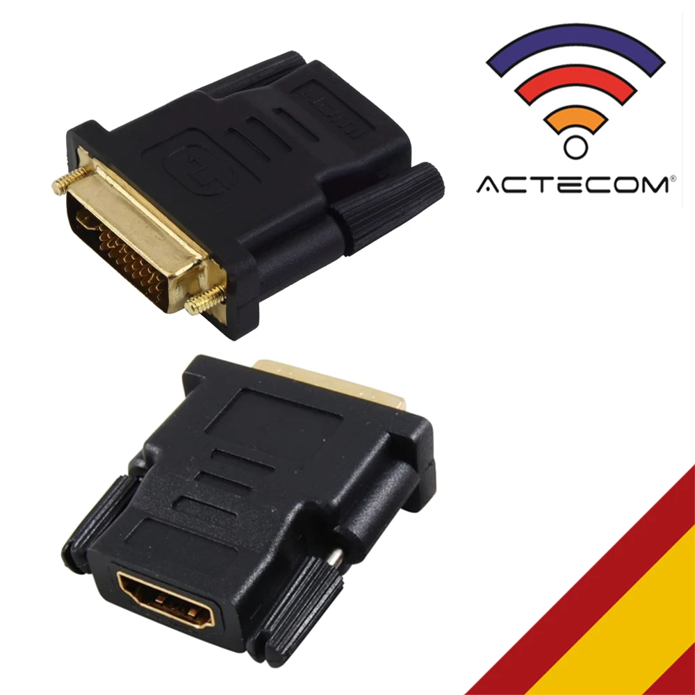 ACTECOM ADAPTADOR convertidor HDMI HEMBRA A DVI-D, CONECTOR MACHO 24 + 1