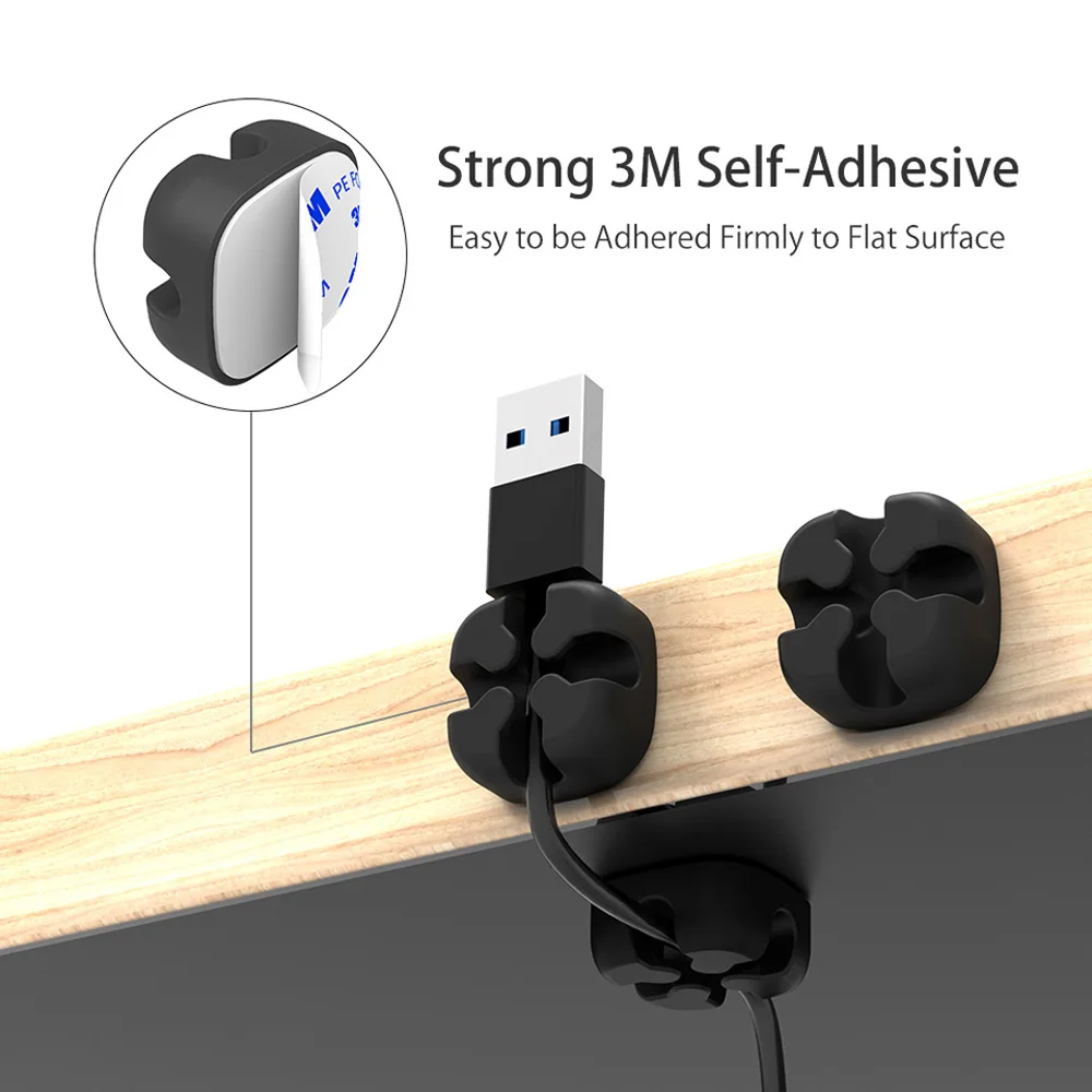 VAORLO-Enrollador de cables USB, organizador de cables de silicona Flexible, Clips de gestión, soporte de cables de silicona para auriculares y auriculares - imagen 5