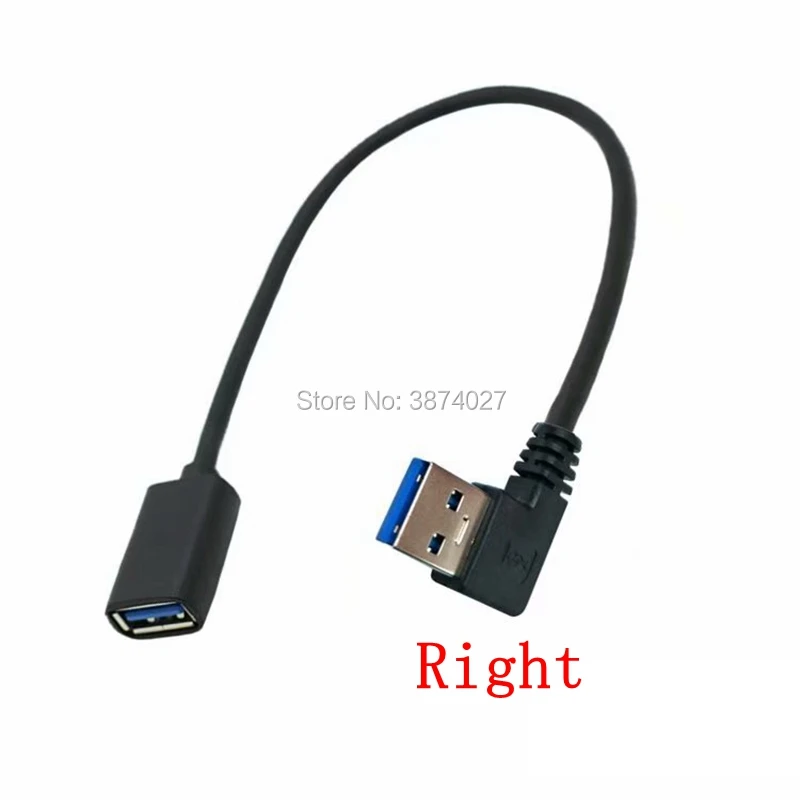 Extensión de Cable macho a hembra USB 3,0 de alta velocidad, 90 grados, arriba, abajo, derecha e izquierda, 30CM - imagen 3