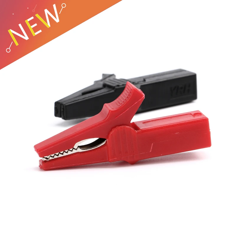 Clip de prueba de batería de 2000V, pinza de cocodrilo HV de 55MM para enchufe Banana, multímetro de 4mm, sonda de Cable de pluma, abrazadera aislante, 2 uds.