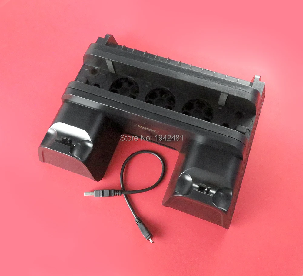 Soporte Vertical para PS4 Slim/PS4 PRO, ventilador de refrigeración, cargador de controlador Dual, estación de carga para SONY Playstation 4, 1 Uds.