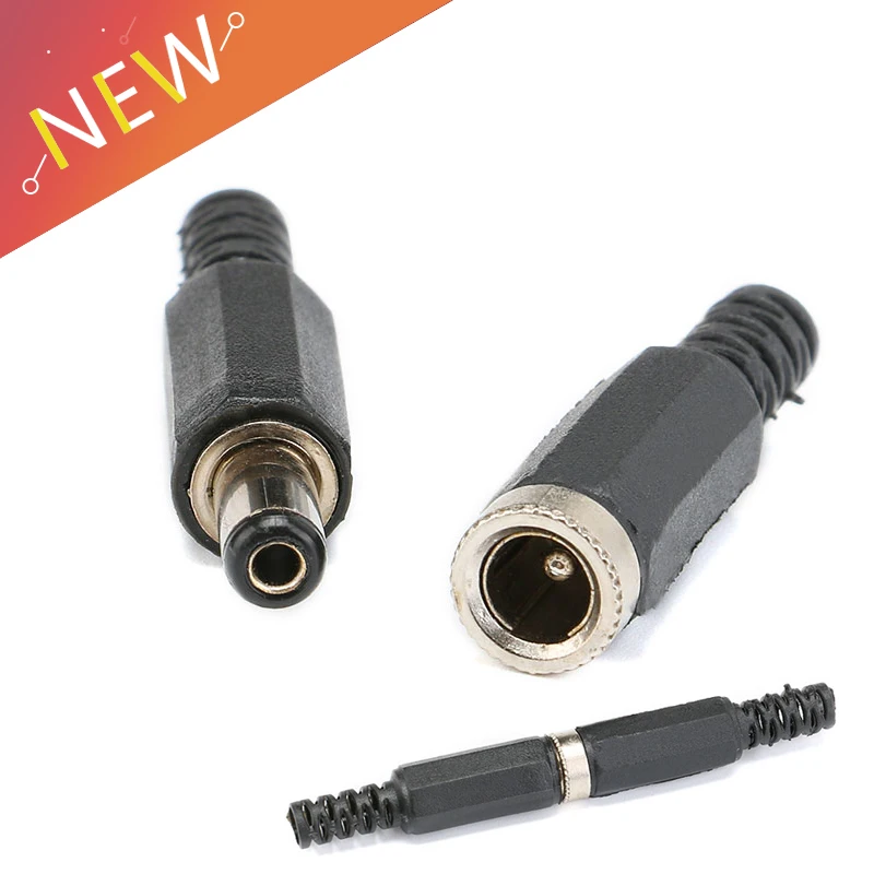 10PCS DC Power Connector pin 5.5*2.1mm 5.5x2.1 Female Plug Jack + Male Plug Jack Socket Adapter