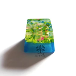 Keycap artesanal madera resina retroiluminado para teclados