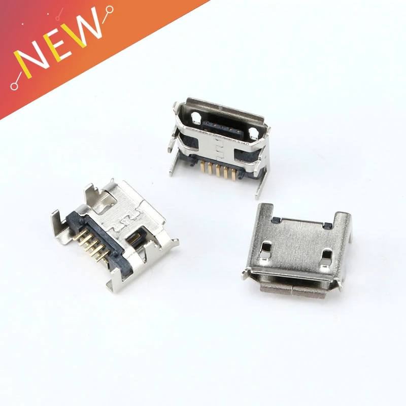 Conector hembra Micro USB tipo B de 5 pines, conector SMD de 4 Patas de 90 grados para mesa, teléfono móvil, accesorios de bricolaje, producto Digital, 20 Uds.