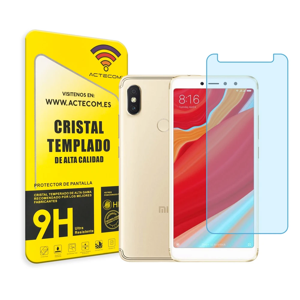 Actecom Protector de pantalla compatible con Xioami Redmi S2 Cristal Vidrio Templado protector protege tu móvil - imagen 2