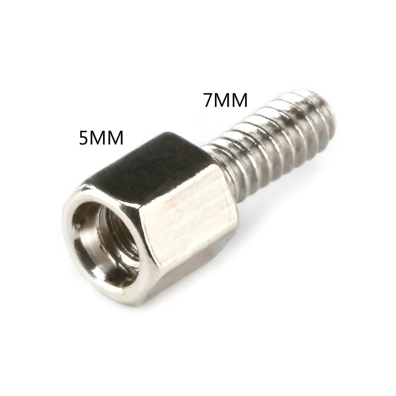 Juego de tornillos espaciadores de cabeza hexagonal de 5 + 7MM, espaciador de tuerca de 5MM + 7MM para conector de serie d-sub VGA DB9 DB15 DB25 RS232 COM, 20 juegos - imagen 2