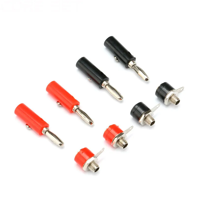 5 pares de conector Banana de 4mm macho y hembra 4mm conector Banana montaje en Panel adaptador de conector de Terminal de toma de Banana Rojo Negro