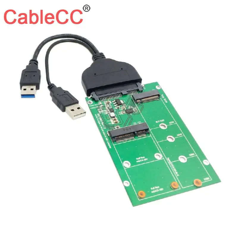 Cablecc-disco duro USB 3,0 a SATA, adaptador M.2 y mSATA SSD de 2,5 pulgadas, 22P, a Mini pci-e de 2 carriles