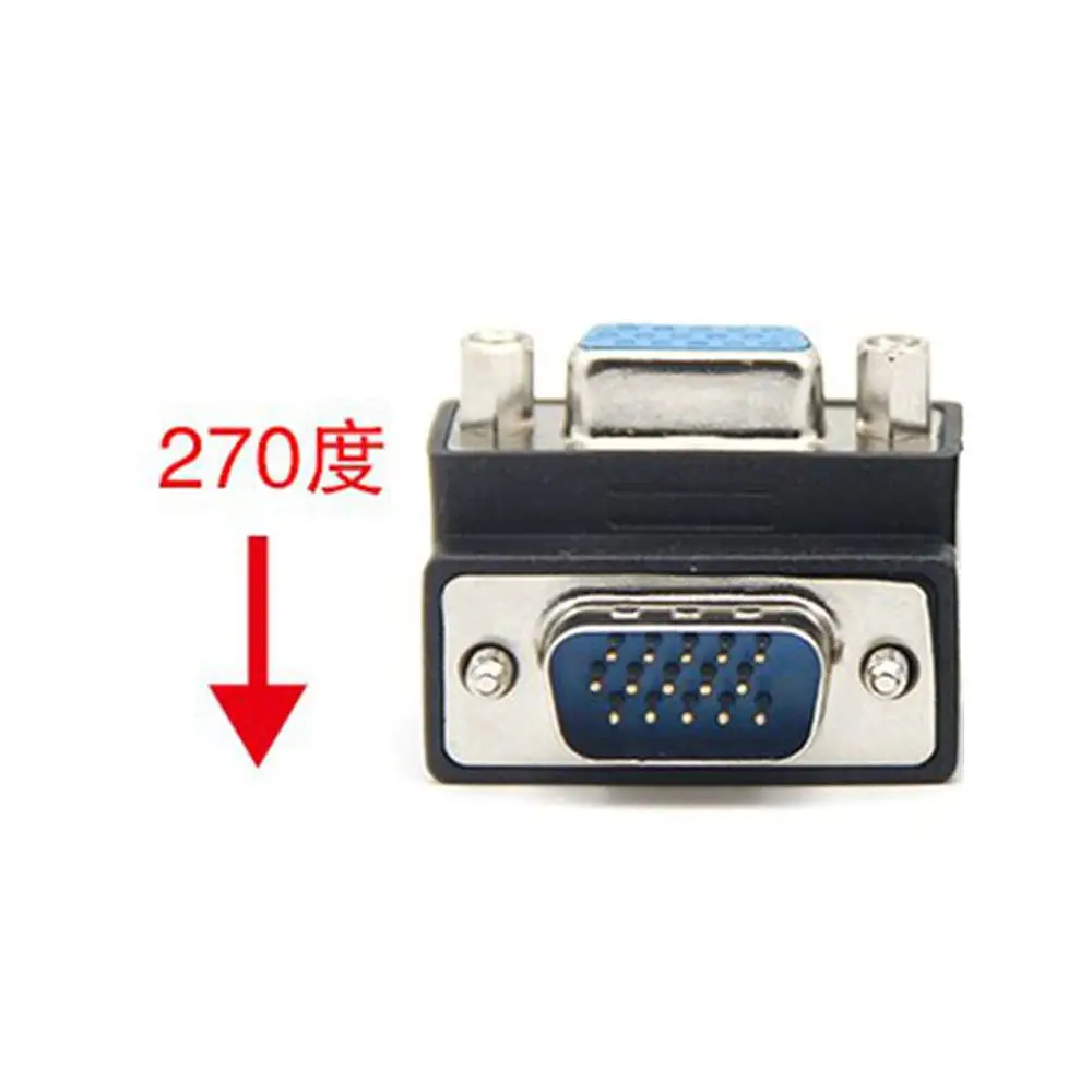 Adaptador de monitor hembra VGA SVGA macho a VGA de 15 pines en ángulo arriba y abajo de 90 grados