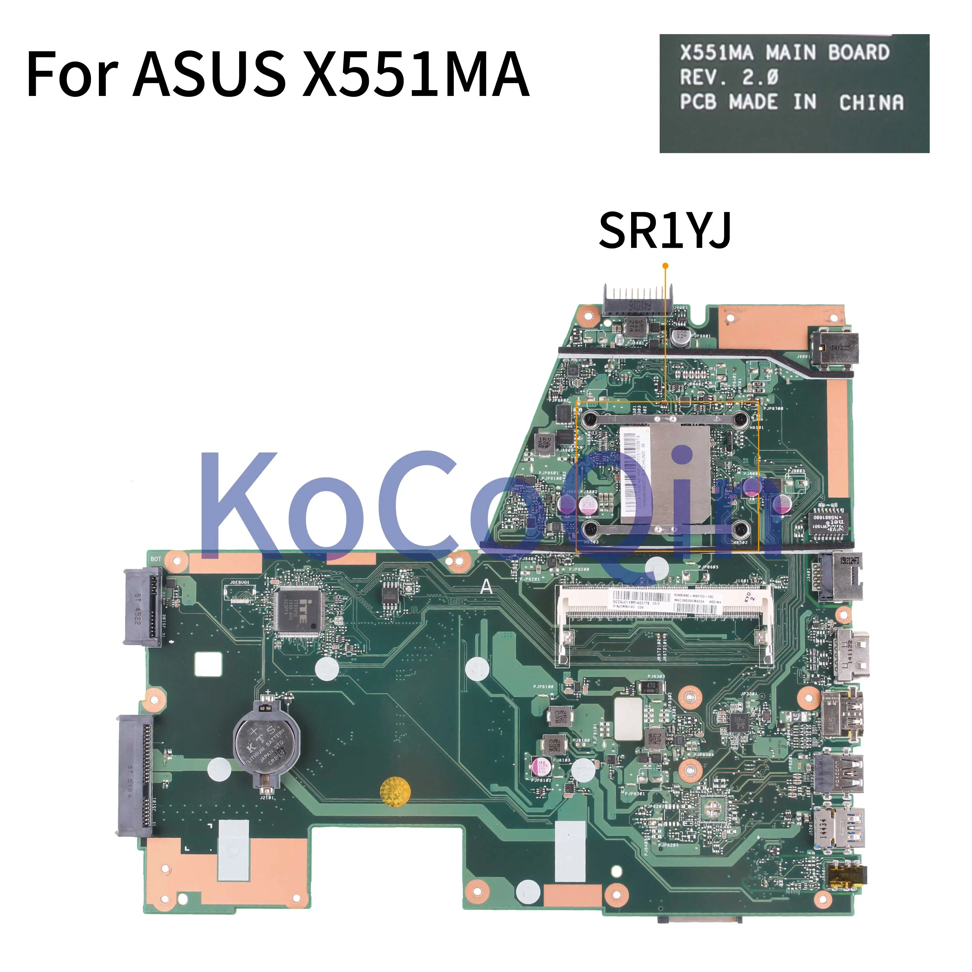 Placa base X551MA para portátil ASUS D550M, F551M, X551MA, N2820, N2830, REV.2.0, SR1YJS - imagen 2