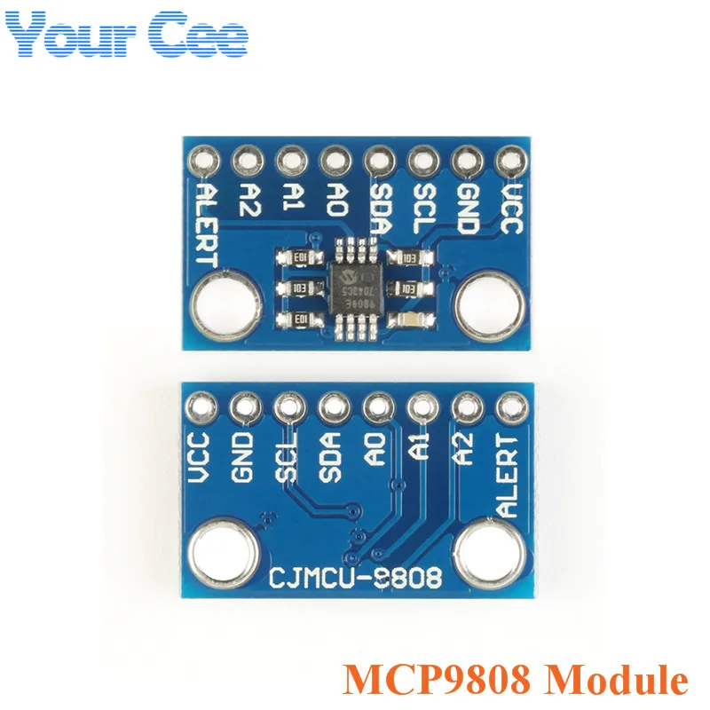 Sensor de temperatura de alta precisión MCP9808, módulo de placa de ruptura I2C IIC, voltaje lógico de 2,7 V-5V para Arduino 9808