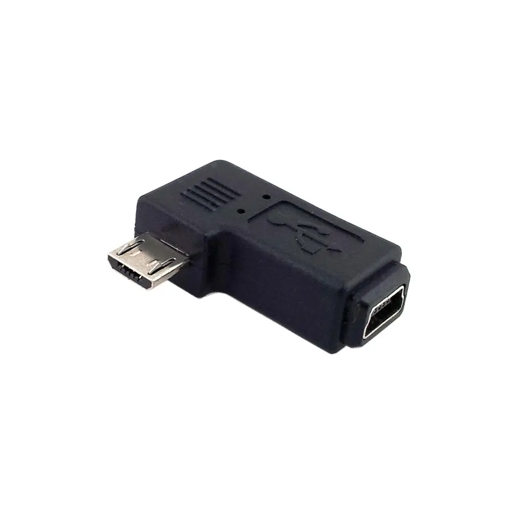 Mini USB en ángulo izquierdo y derecho de 90 grados, 5 pines hembra a Micro USB macho, adaptador de sincronización de datos, conector Micro USB a Mini USB - imagen 2