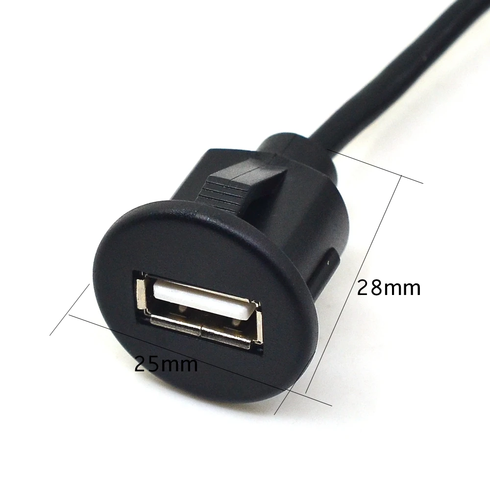 Cable de extensión USB 2,0 macho a hembra, resistente al agua, de 1m, para coche, camión, barco, motocicleta, Cable de Panel de tablero de montaje empotrado - imagen 4