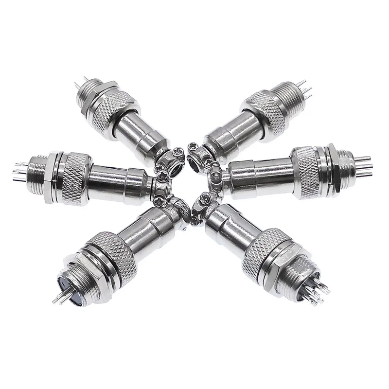 Conector de metal de 10 piezas, enchufe circular de panel GX12, 2 pines, 3 pines, 4 pines, 5 pines, 6 pines, 7 pines, 5A, 125v, M12 - imagen 3