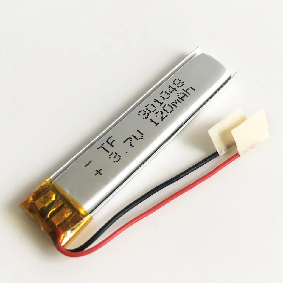 wholesale Batería recargable LiPo de polímero de litio de 3,7 v 120 mAh 301048 para auriculares con grabadora de vídeo Bluetooth - imagen 5