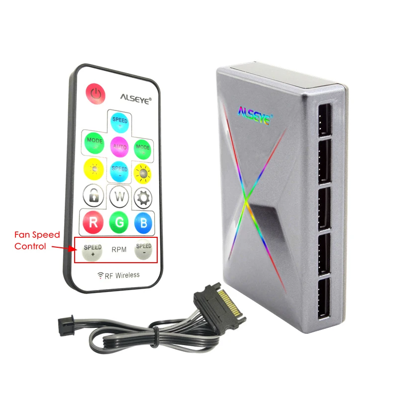 ALSEYE Ventilador RGB Aura con Velocidad Ajustable y Control Remoto - imagen 5