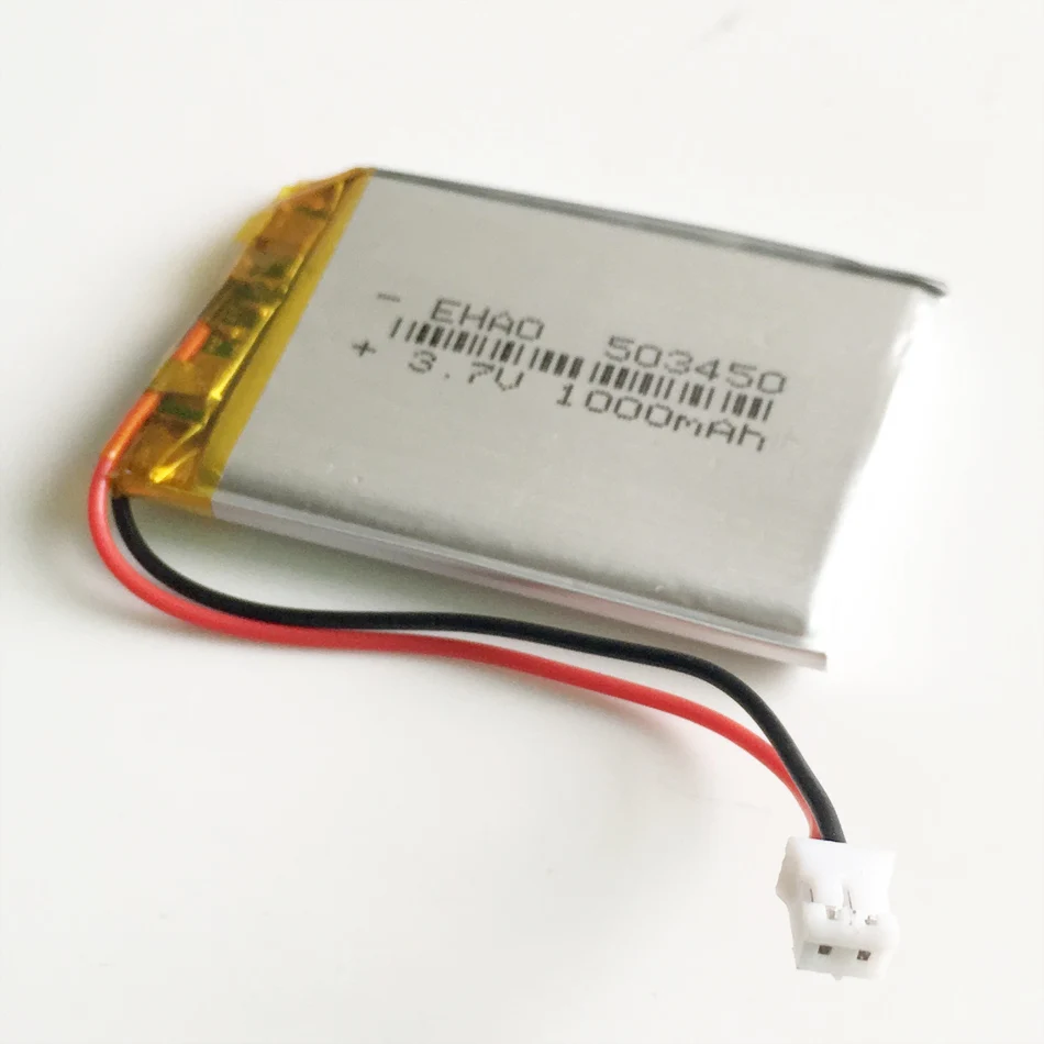 Lote de 10 baterías recargables LiPo de polímero de litio de 3,7 V y 1000 mAh 503450   JST PH 2.0 enchufe de 2 pines para grabadora de cámara MP3 DVD PAD - imagen 3