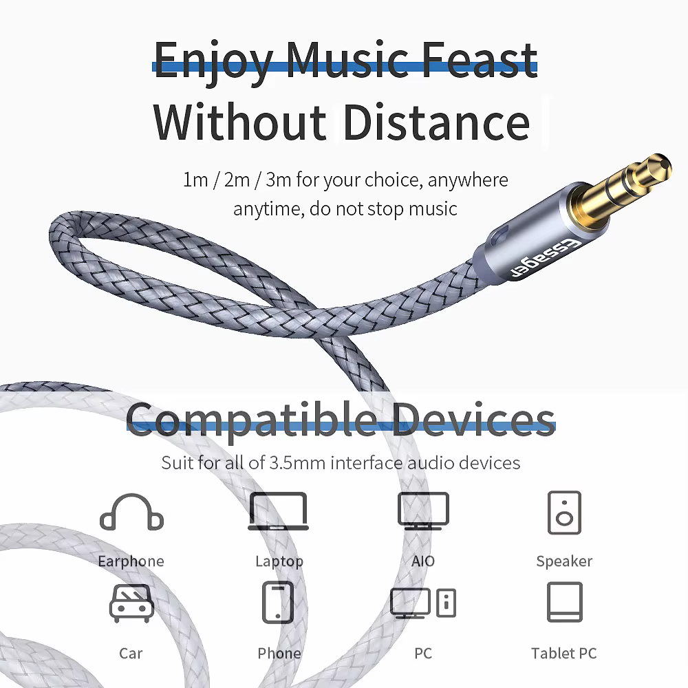 Essager Cable Extensión 3,5mm Audio Alta Fidelidad - imagen 5