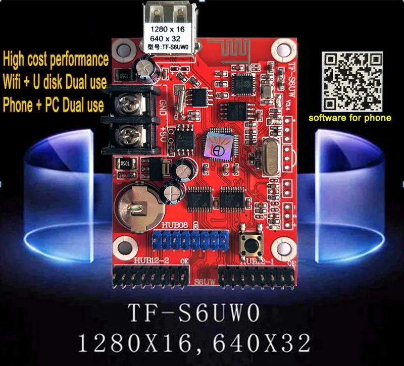 Tarjeta de control WIFI + USB, Panel de módulo LED TF-S6UW0 P10, tarjeta de control de señal LED, adecuada para un solo y doble color, novedad de 2022 - imagen 2