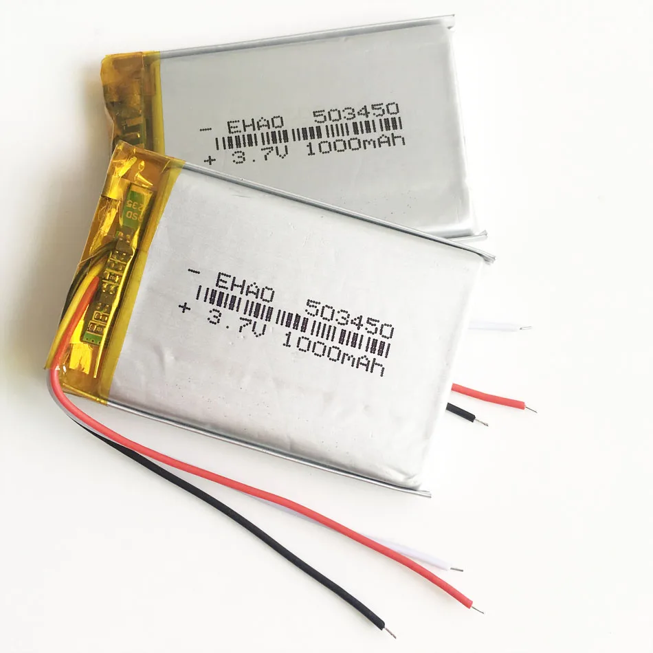 Lote de 10 baterías recargables LiPo de 3,7 V y 1000 mAh. 503450 con 3 cables para grabadora de cámara Mp3 DVD PAD altavoz para teléfono móvil - imagen 4