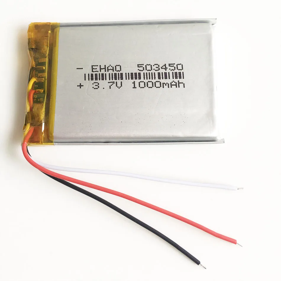 Lote de 10 baterías recargables LiPo de 3,7 V y 1000 mAh. 503450 con 3 cables para grabadora de cámara Mp3 DVD PAD altavoz para teléfono móvil - imagen 3