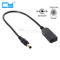 Cable USB-C a DC 20V para Portátil 5,5x2,5mm y 2,1mm